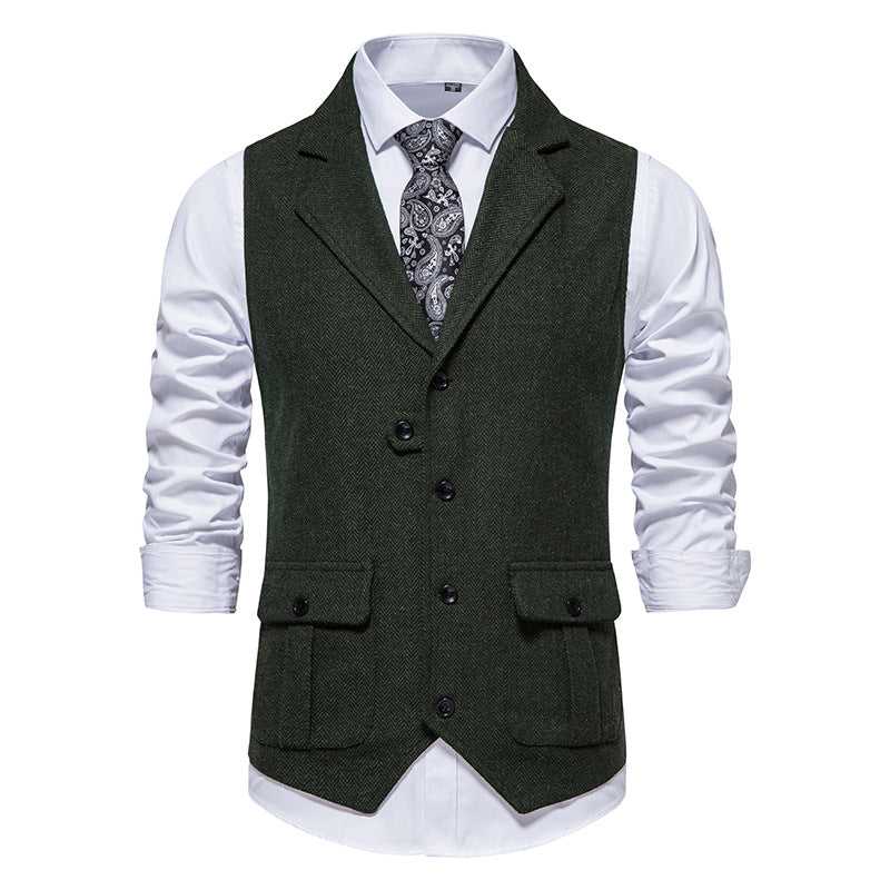 Herren Anzugweste aus hochwertigem Herringbone-Stoff EB