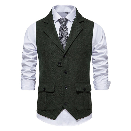 Herren Anzugweste aus hochwertigem Herringbone-Stoff EB