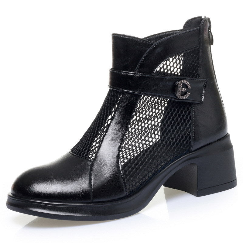 Damen modische Stiefeletten mit stylishem Netzbesatz EB