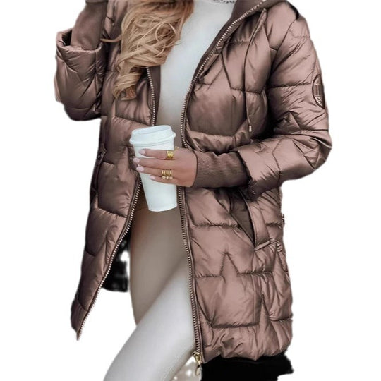 Damen nan gesteppter Steppmantel mit Kapuze taillierter Silhouette und Thermofüllung EB