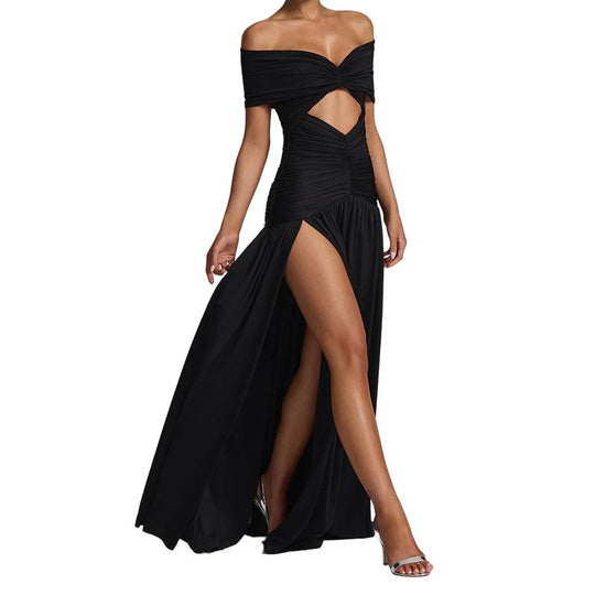 Damen Elegantes Off-Shoulder Maxikleid mit praktischem Cut-Out EB