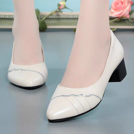 Damen elegante Pumps mit stilvollem Wellenmuster und komfortablem Blockabsatz EB