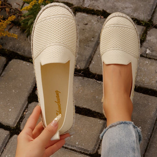 Damen  atmungsaktive Strick-Espadrilles mit geflochtener Jute-Sohle und flexiblem Memory-Fußbett EB