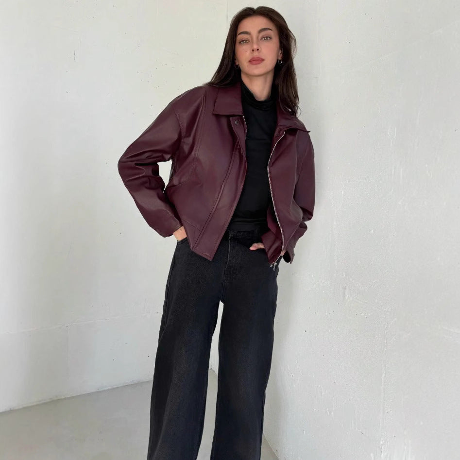 Damen Kunstlederjacke im modernen Biker-Stil EB