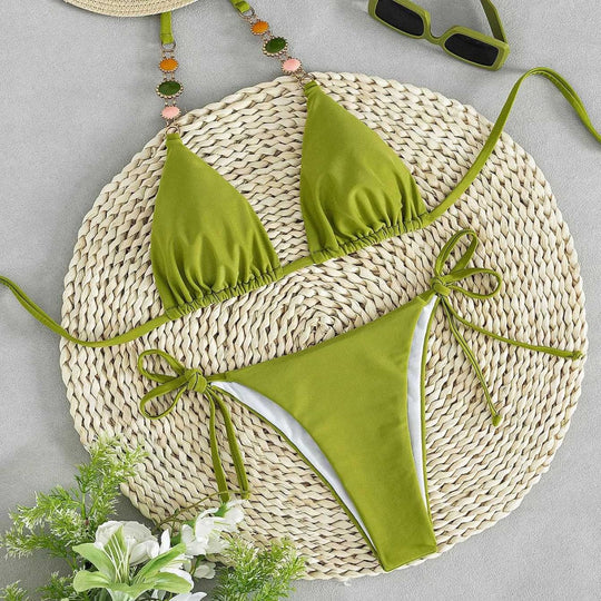Damen Triangel-Bikini mit einzigartigen Schmuckdetails EB