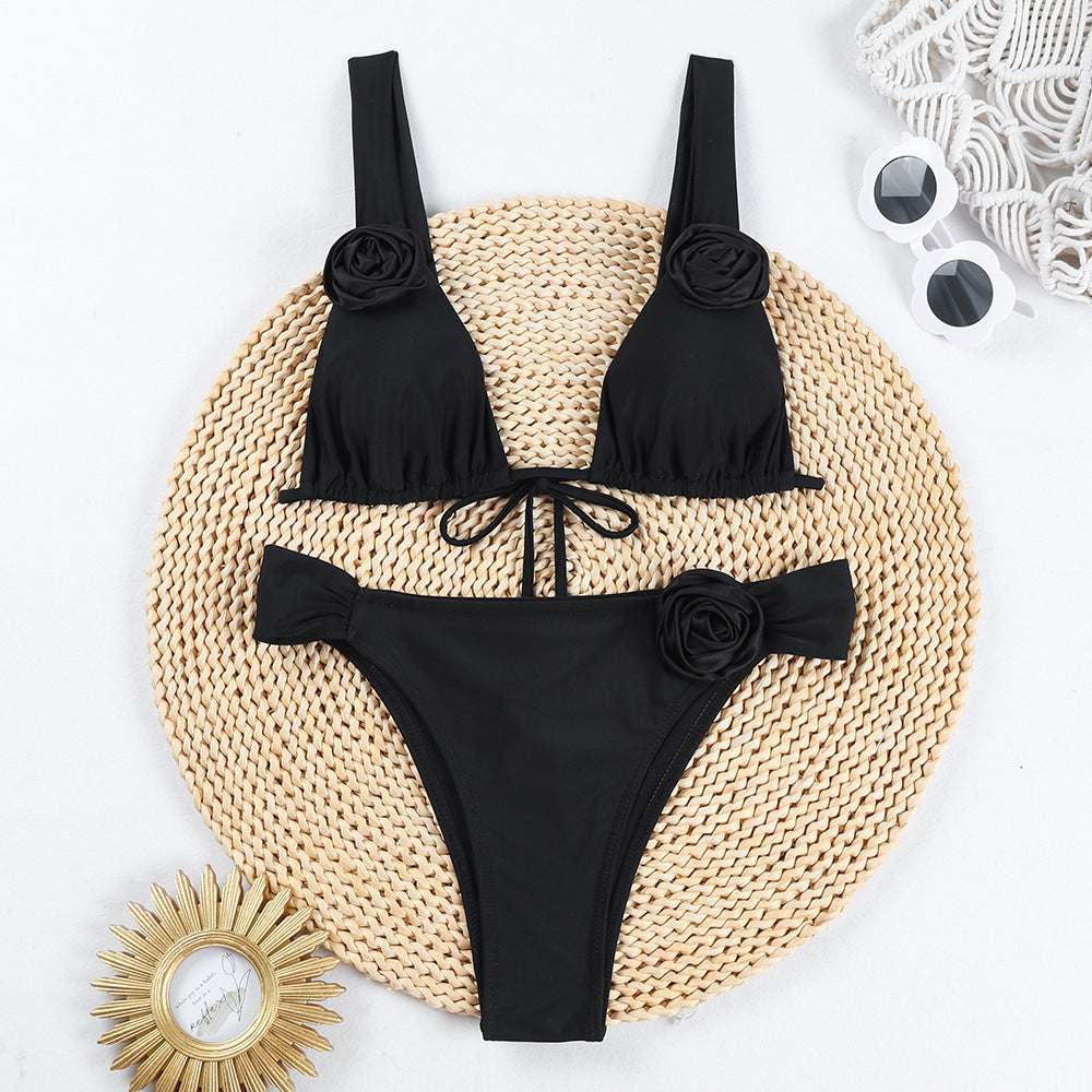 Damen Triangel-Bikini mit Blumenapplikationen EB