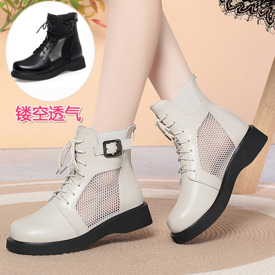 Damen Modische Schnürstiefeletten mit Netzdetail und komfortabler Sohle EB
