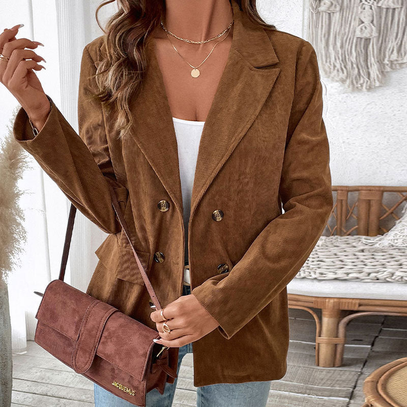 Damen modischer Rippenstoff Blazer mit elegantem Schnitt EB