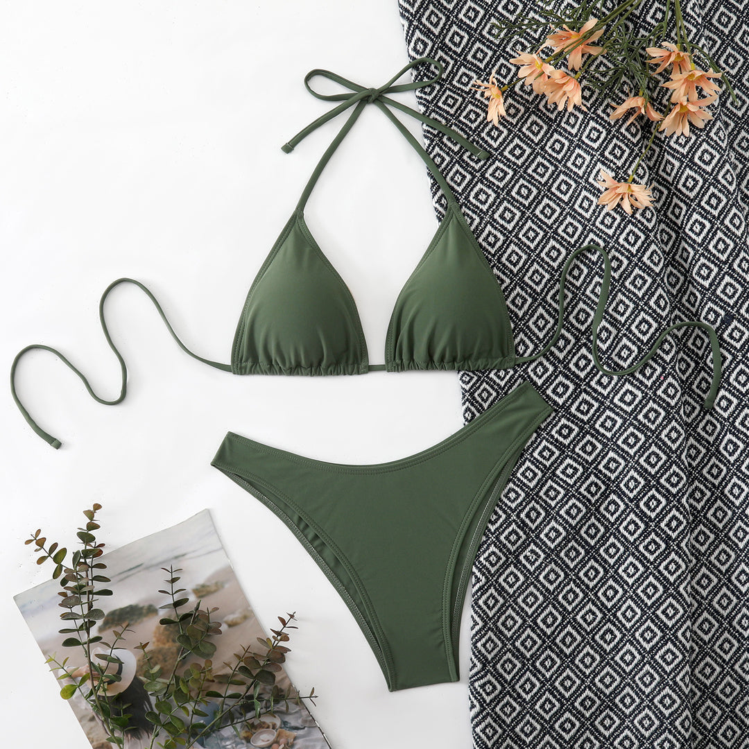 Damen Bikini-Set mit verstellbarem Triangel-Oberteil und hoch geschnittenen Bottoms EB