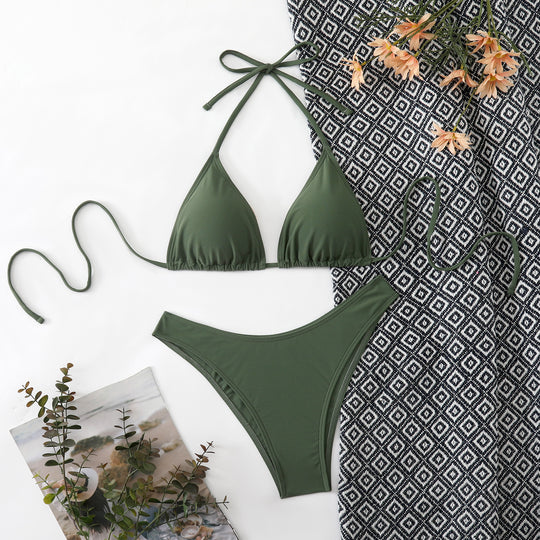 Damen Bikini-Set mit verstellbarem Triangel-Oberteil und hoch geschnittenen Bottoms EB