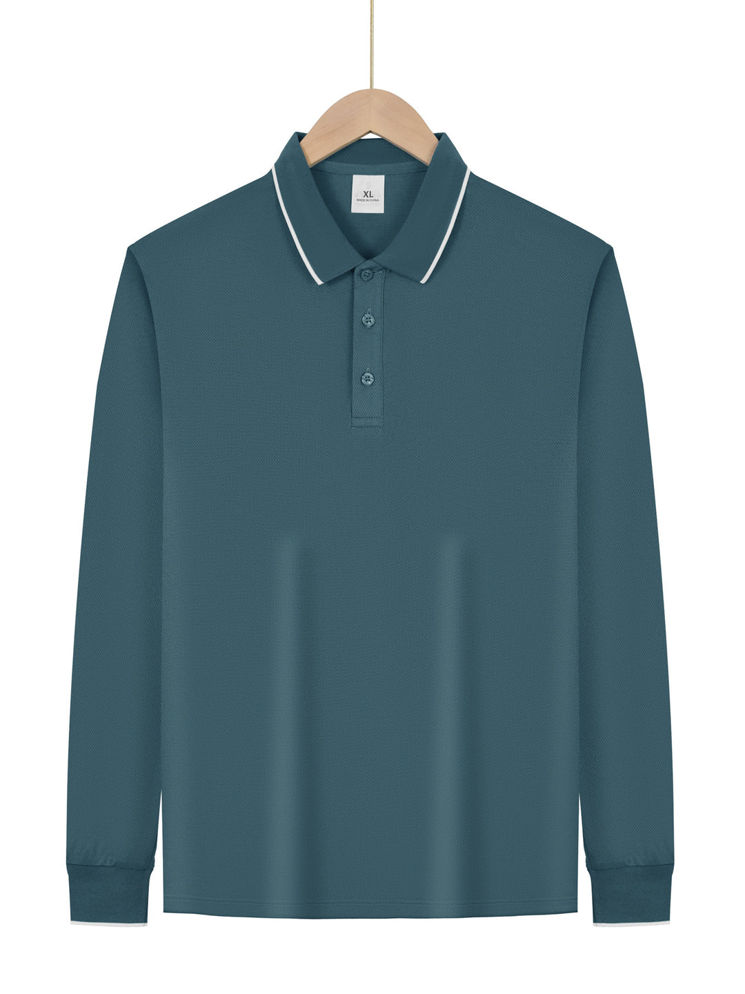 Herren nan langärmeliges Piqué-Poloshirt mit Kontrastpaspel am Kragen und Bündchen EB