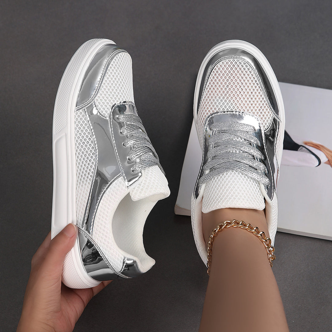 Damen Sportliche Sneaker mit reflektierenden Akzenten und atmungsaktivem Mesh EB