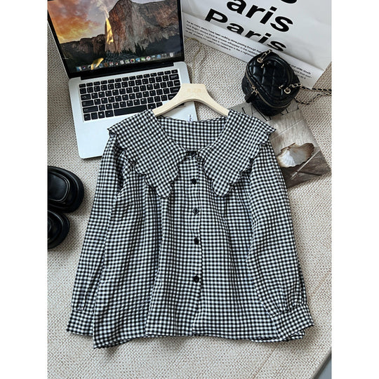 Damen Bluse mit großem Kragen und Rüschendetails EB