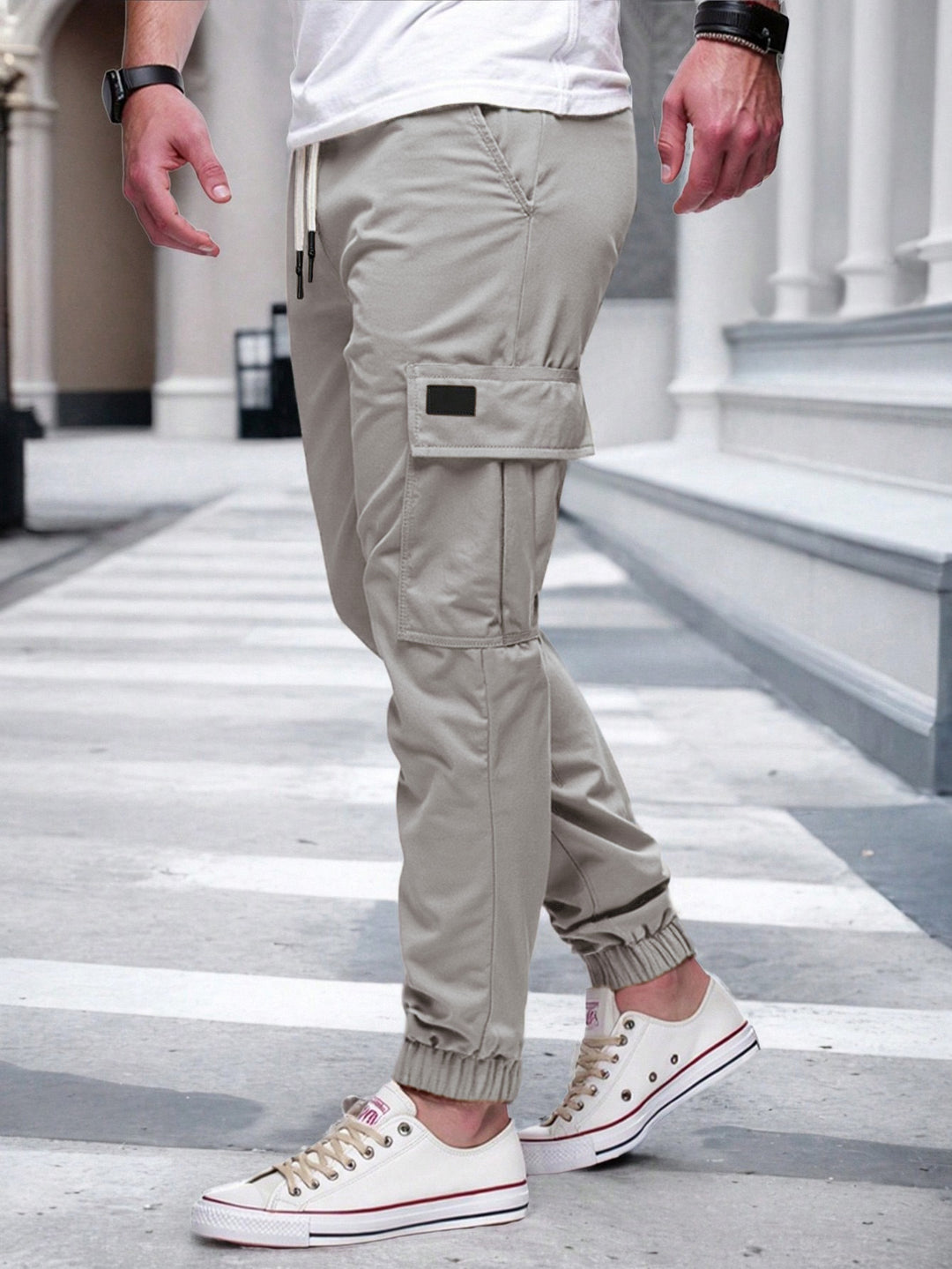 Herren Cargo-Hose mit elastischem Bund und multifunktionalen Taschen EB