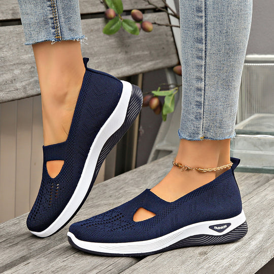 Damen Bequeme Slip-On Sneakers mit atmungsaktiver Netzstruktur EB