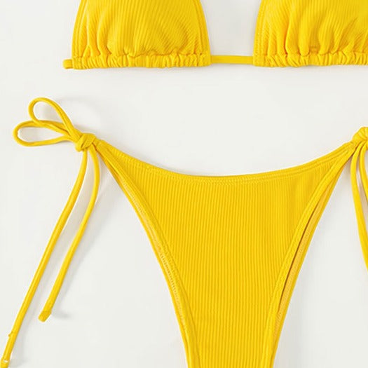 Damen Triangel-Bikini mit dekorativen Schnürdetails EB