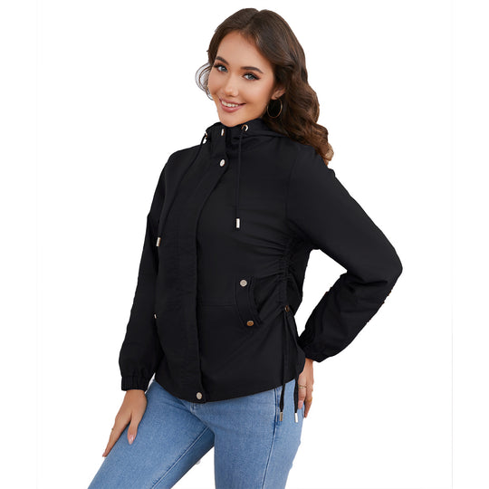 Damen leichte Windjacke mit verstellbarem Bund EB