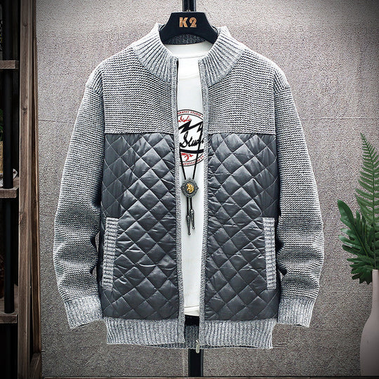 Herren Steppjacke mit Strickdetails und hohem Kragen EB