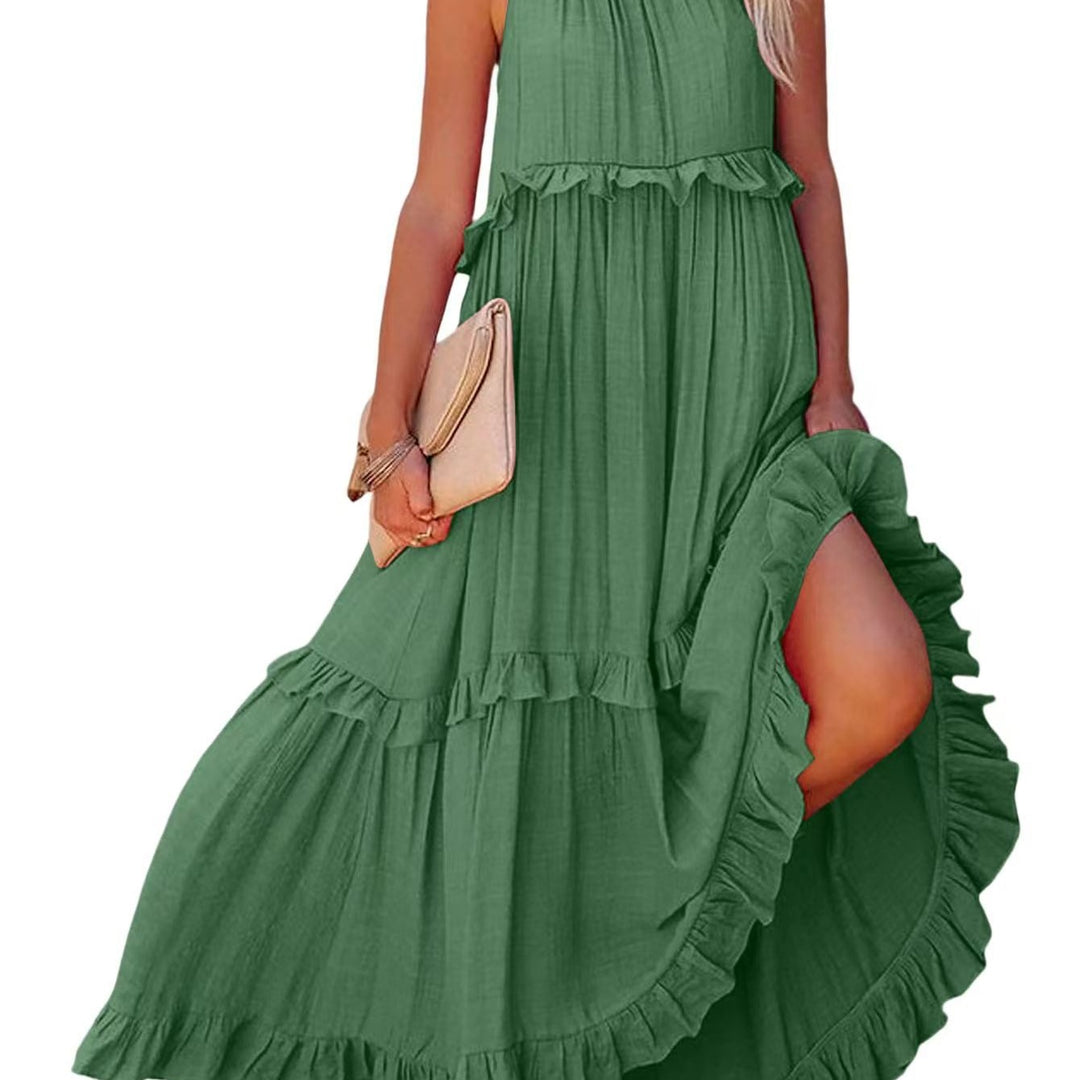 Damen Maxikleid mit Rüschendetails und luftiger Silhouette EB