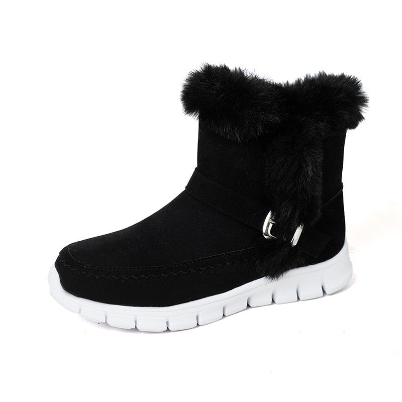 Damen Winterstiefel mit kuscheligem Kunstfell und modischem Riemen EB