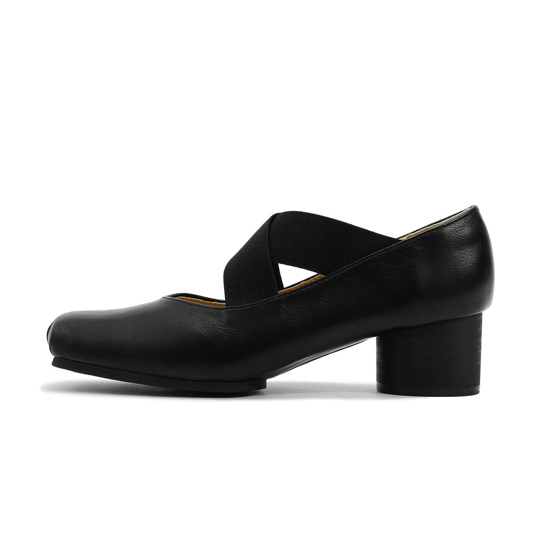 Damen elegante Ballerinas mit elastischen Riemen und glänzender Leder-Oberfläche EB