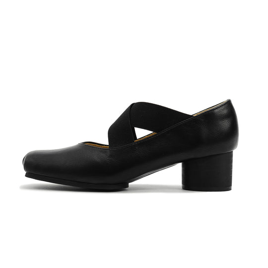 Damen elegante Ballerinas mit elastischen Riemen und glänzender Leder-Oberfläche EB