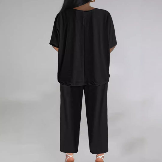 Damen Jumpsuit mit lässigem V-Ausschnitt und weitem Bein EB