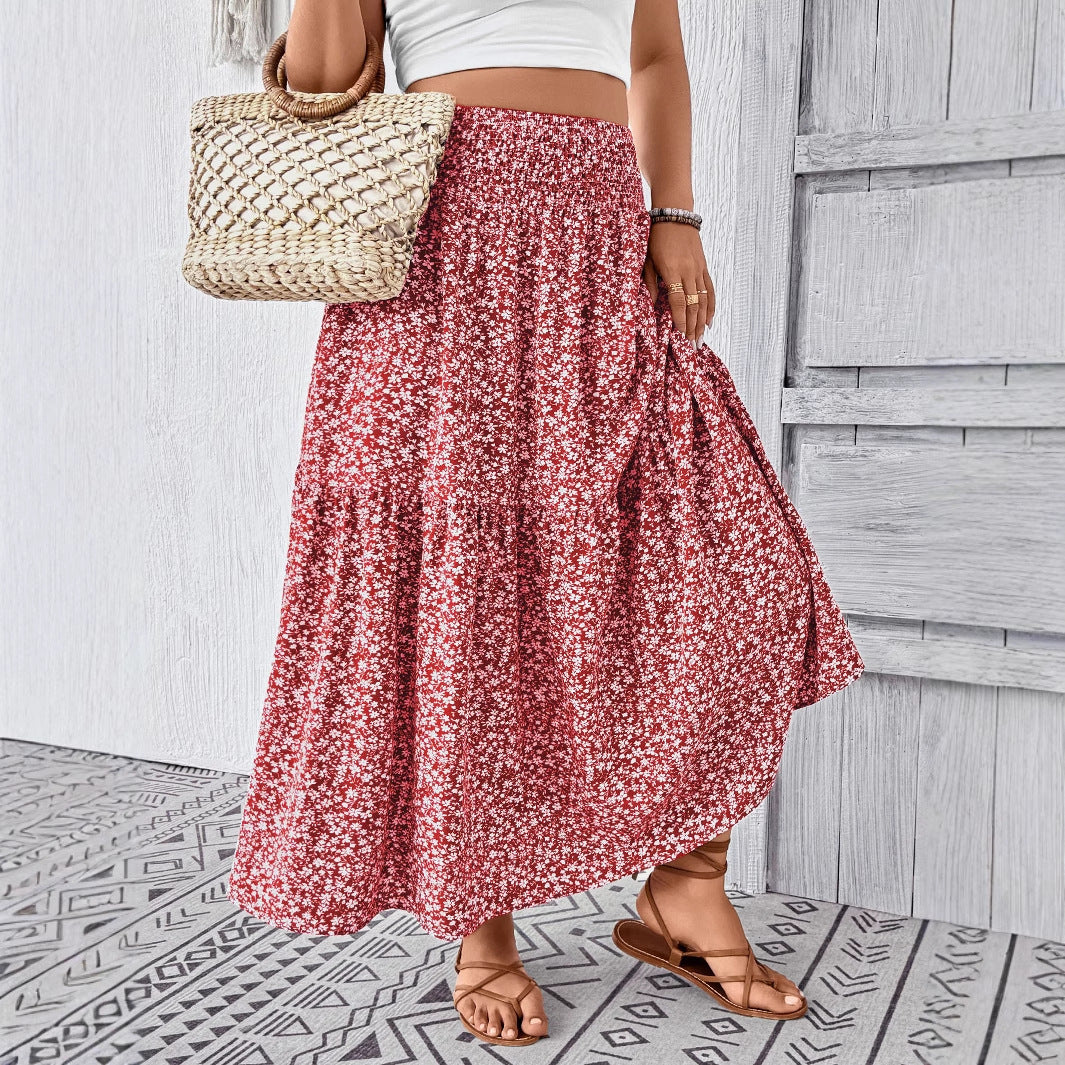 Damen Maxirock mit fließendem Schnitt und floralem Design EB