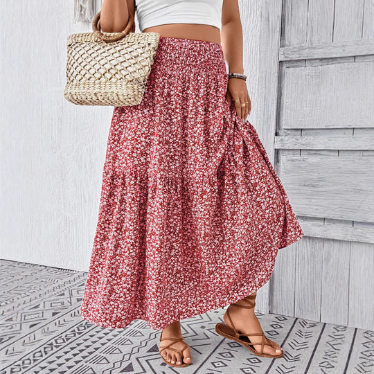 Damen Maxirock mit fließendem Schnitt und floralem Design EB