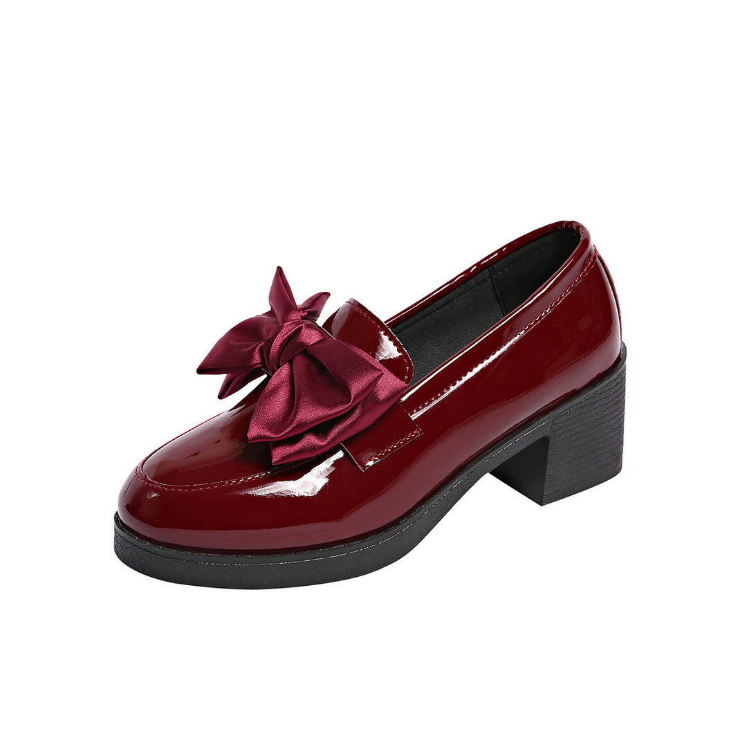 Damen Elegante Schnürschuhe mit dekorativen Schleifen und glänzendem Finish EB