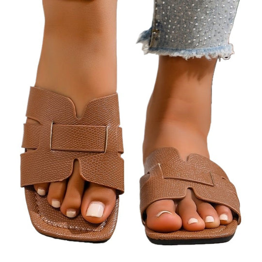 Damen Komfortable Slip-On Sandalen mit modischen Riemen EB
