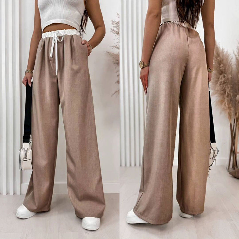 Damen Leichte Sommerhose mit elastischem Bund und seitlichen Taschen EB