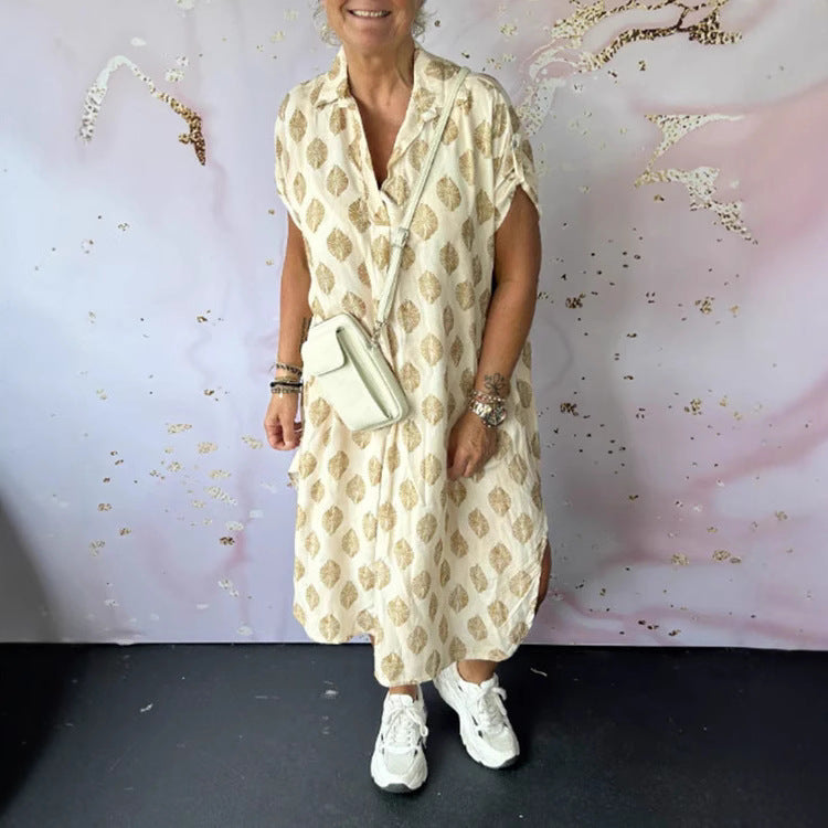 Damen Hemdblusenkleid mit einzigartigem Muster und lässigem Schnitt Heidi-Mode
