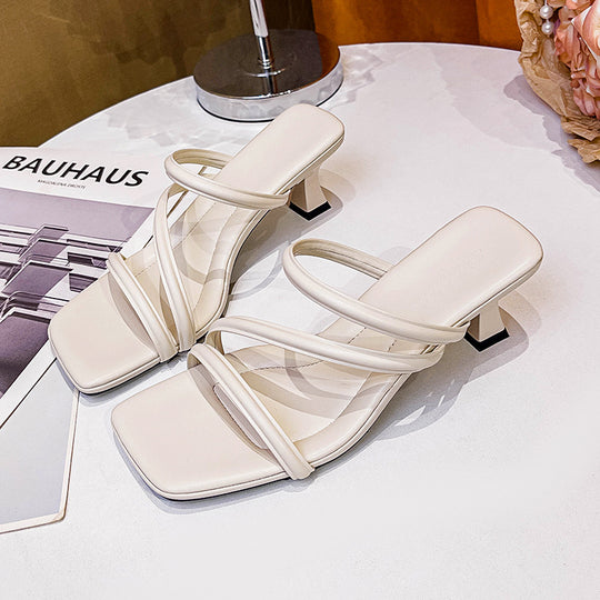 Damen Elegante Sling-Sandaletten mit feinen Riemen und modischem Blockabsatz EB