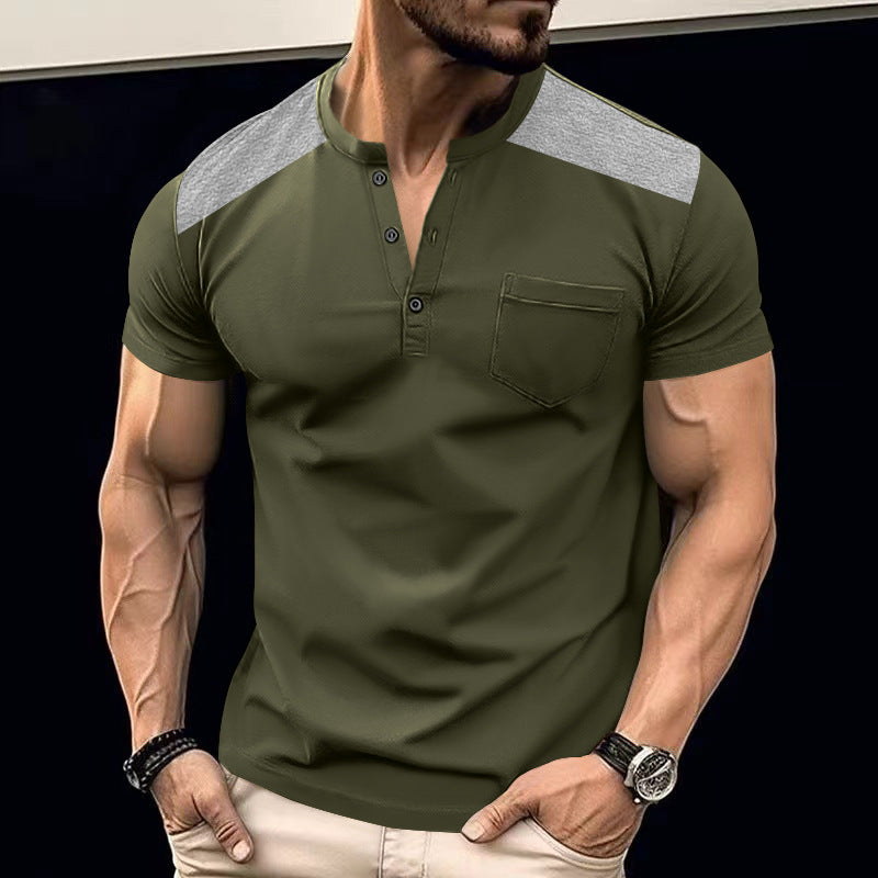Herren Kurzarm-Henley-Shirt mit strukturiertem Design und praktischen Knöpfen EB