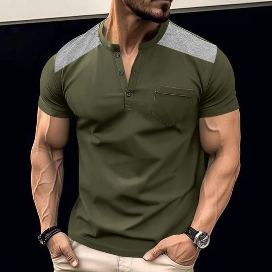 Herren Kurzarm-Henley-Shirt mit strukturiertem Design und praktischen Knöpfen EB