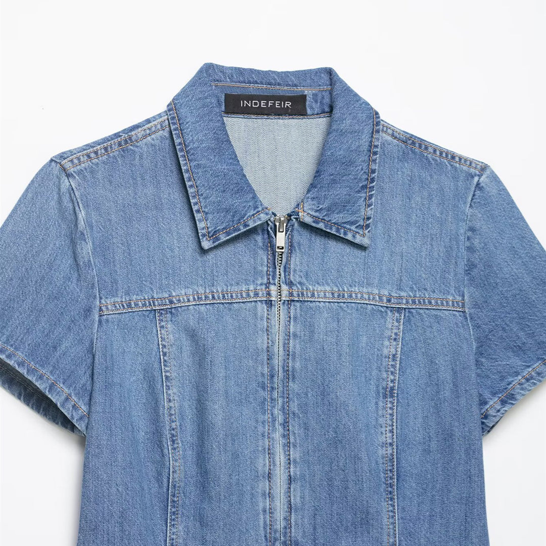 Damen Jeansjacke mit kurzem Schnitt und praktischer Reißverschlussfunktion EB