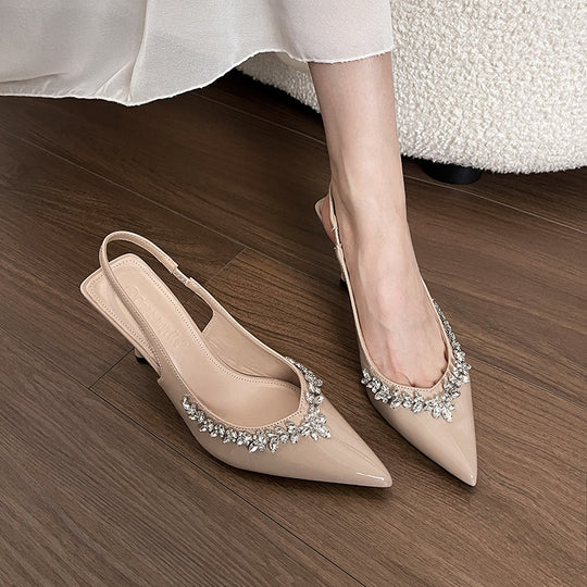 Damen Slingback-Pumps mit funkelnden Strassdetails und elegantem Design EB