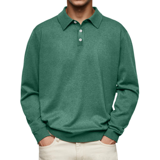 Herren Feinstrick-Poloshirt mit Knopfleiste und Rippbündchen EB