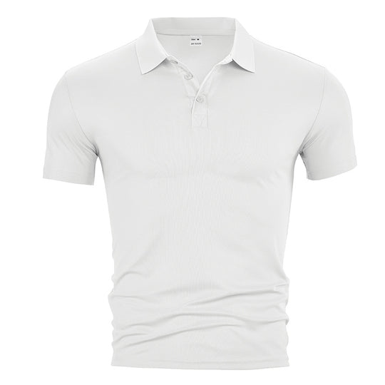 Herren nan figurbetontes Kurzarm-Poloshirt aus elastischem Jersey mit Hemdkragen und kurzer Knopfleiste EB