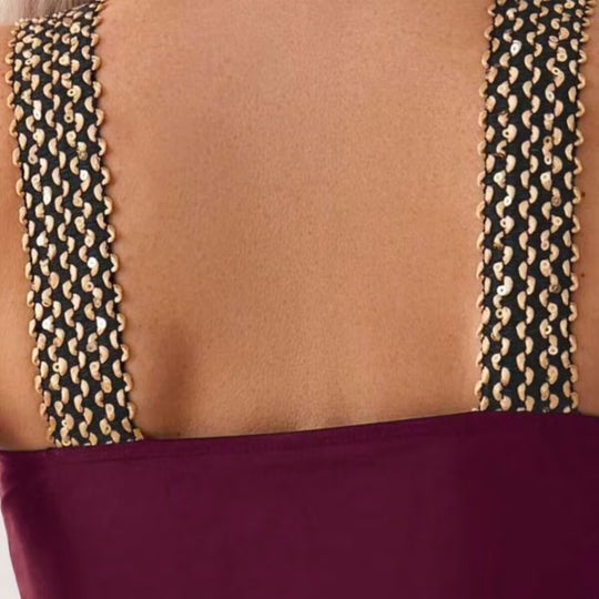 Damen Sportlicher Badeanzug mit modischen Ketten-Trägern EB