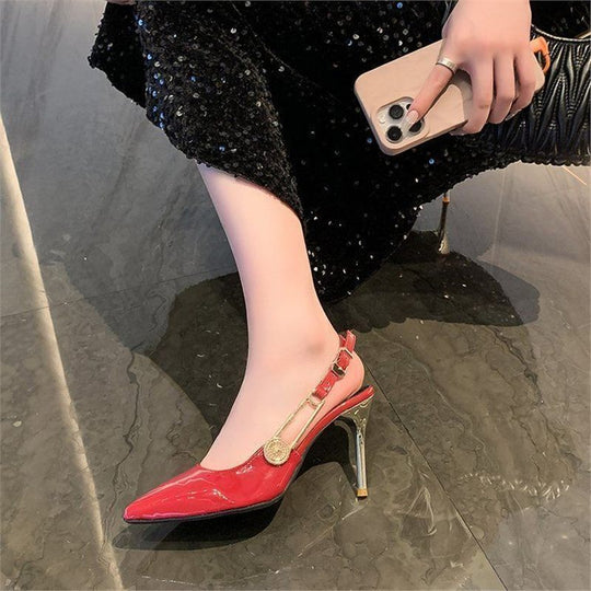 Damen Slingback High Heels mit elegantem Metallakzent EB