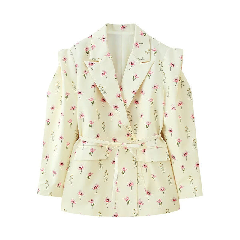 Damen modischer Blazer mit taillierbarem Gürtel und oversized Schnitt EB