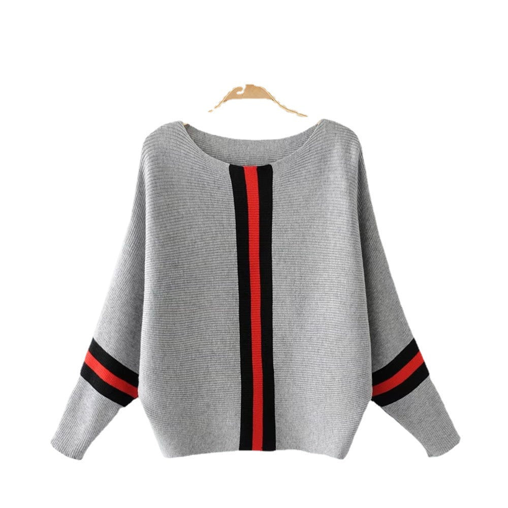 Damen modischer Strickpullover mit stylishen Streifen EB