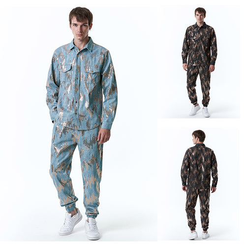 Herren Designer-Jogginganzug mit glitzerndem Muster EB