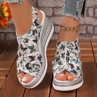 Damen Wedge-Pantoletten mit floralem Design und komfortablem Fußbett EB 1782111804