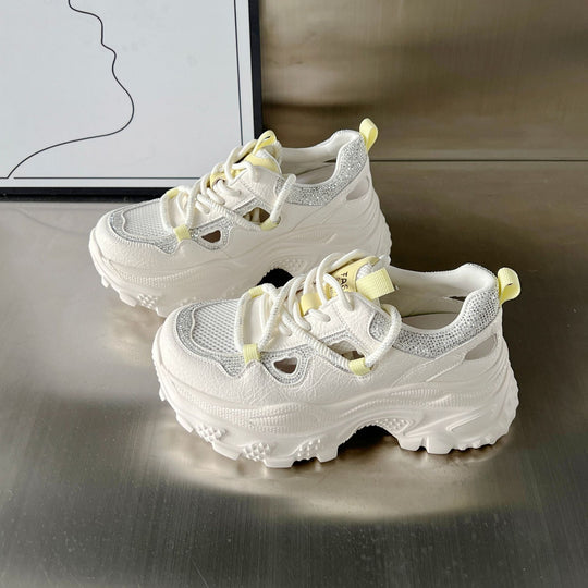 Damen Sportliche Chunky Sneakers mit modischem Netzdesign und rutschfester Sohle EB