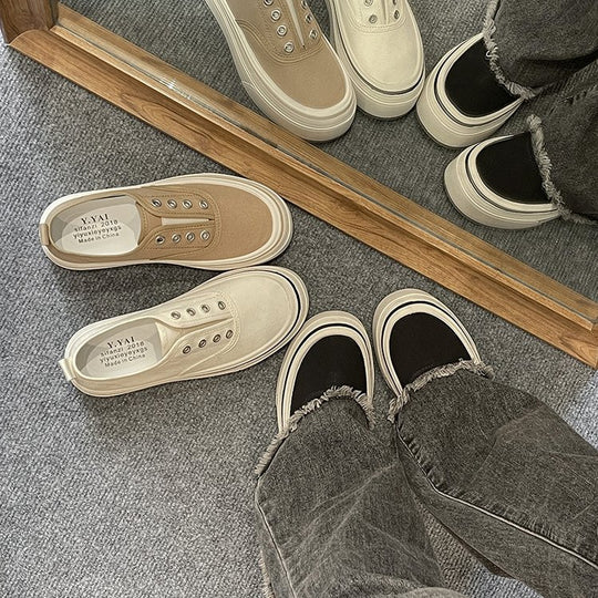 Damen modische Slip-On Sneakers mit verstärkter Sohle und atmungsaktivem Obermaterial EB
