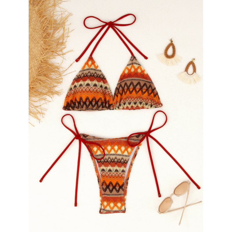 Damen Triangel-Bikini mit farbenfrohem Muster EB