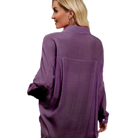 Damen leichtes Überblusenshirt aus atmungsaktivem Stoff mit Taschen EB